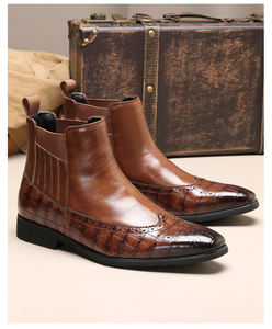 Bottines Chelsea classiques en cuir PU pour homme, confortables et de haute qualité, antidérapantes, chaussures d'hiver - Product Image 6