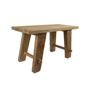 Banco Rectangular Pequeño de Estilo Rústico de Madera de Teca Reciclada, Mueble Inflable Ecológico para el Hogar, Sala de Estar - Product Image 1