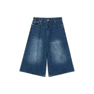 Shorts de Mezclilla Anchos Tipo <span class=keywords><strong>Skate</strong></span> para Hombre de Verano Tallas Grandes Grises y Negros con Lavado Efecto Arrugado Estilo Baggy - Product Image 6