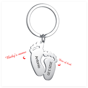 Aceon Yiwu personnalisé en acier inoxydable bébé pied porte-clés à la mode mignon forme gravé au Laser blanc cadeau bijoux - Product Image 6