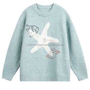 Suéter de Punto Holgado, Estilo Informal, Cuello Redondo, para Otoño e Invierno, con Patrón Jacquard Personalizable, Combinable con Todo, Juvenil y Moderno - Product Image 3