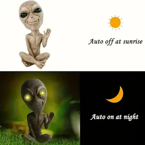 Estatua de alienígena con energía Solar, decoración de jardín de resina para Patio, regalo al aire libre para <span class=keywords><strong>el</strong></span> nuevo hogar, decoración al aire libre para amantes del vecindario - Product Image 4