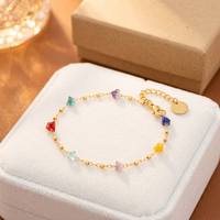 Bracelet en pierres naturelles plaqué or, style bohème, avec perles de cristal, chaîne empilable, bijoux pour femmes, pour les fêtes, 17+3cm