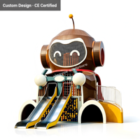 Custom Stainless Steel Robot Playground Outdoor Futuristic Kids Climbing Net Slide Interactive Wall Equipment Park Mall School