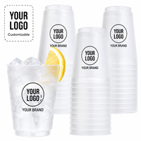 Gobelets givrés personnalisés avec logo, 16 oz, en plastique, jetables et réutilisables, en PP incassable, pour fêtes et mariages