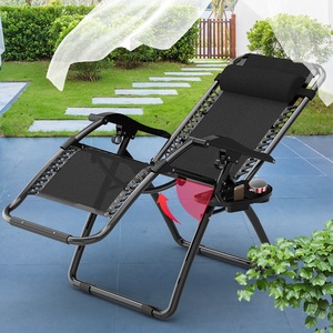 Muebles de exterior portátil <span class=keywords><strong>plegable</strong></span> de acero negro <span class=keywords><strong>tumbona</strong></span> Silla de playa silla reclinable multiposición - Product Image 1