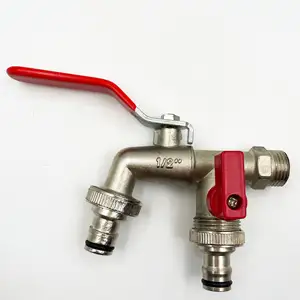 2 Water Outlets 1/2 Inch Zinc Alloy Or Brass Hose Bib Cock With Nipples