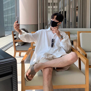 <span class=keywords><strong>Camicia</strong></span> da uomo in <span class=keywords><strong>lino</strong></span> misto cotone, stile rilassato, <span class=keywords><strong>marrone</strong></span>, con perline, traspirante, vestibilità ampia, a maniche lunghe, anti-UV, finitura no-stiro - Product Image 3