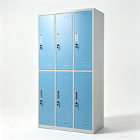 Armoire de rangement autoportante en acier extra épais, moderne, à six portes, pour chambre, bureau, hôtel, école, salle de sport, avec finition poudrée