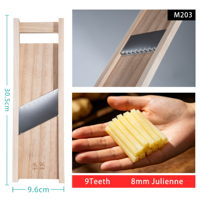 Mandoline Snijder Groentehakker 8mm Friet Snijder Gepatenteerde Uitvinding Handbeschermer Massief Hout Handmatig Gemakkelijk Schoon te Maken voor Ui
