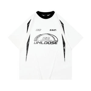 À la mode unisexe hommes course Style moto T-Shirt personnalisé épissage lourd manches courtes 100% coton coupe ample col rond - Product Image 1