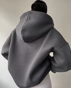 Sudadera de algodón cálida y gruesa para mujer, estilo cropped oversize con cuello redondo, ideal para otoño - Product Image 3