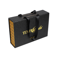 Boîte pliante magnétique avec poignée en ruban, logo en feuille d'or, boîte d'emballage à rabat pour perruques, accessoires pour cheveux, cadeaux