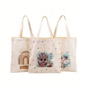 Natural <b>Extra</b> <b>Large</b> Canvas Tote Bag Custom Cartoon Pattern Stylish Reusable Shoulder Shopping Gift with Logo <b>Printing</b> - Product Image 1