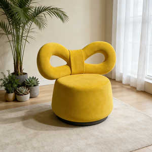 <span class=keywords><strong>Fauteuil</strong></span> individuel moderne en velours jaune avec nœud papillon, design créatif en forme de papillon, pour salon et chambre à coucher - Product Image 6