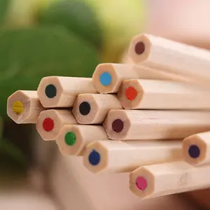 Promotional Cartoon Kids Wooden Color Pencil Set 12 Colors 3.5 Inches Colored Pencils Set For Children's Drawing
