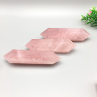 Pointes de Quartz Rose Naturel à Double Terminaison, Produits de Guérison, Pierres Précieuses et Cristaux