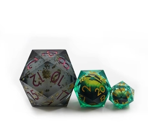 Dados Poliédricos de Resina con Núcleo Líquido Brillante Green <span class=keywords><strong>Goblin</strong></span>, Dados de Bordes Afilados para Juegos de Mesa RPG <span class=keywords><strong>DND</strong></span> Dungeons and Dragons - Product Image 2