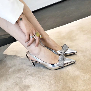 Nouveau design robe formelle de mariage pour femmes, talons hauts <span class=keywords><strong>sheo</strong></span> brillant strass nœud papillon bureau chaussures à talons pour dames - Product Image 5