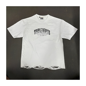 เสื้อยืดคอกลมแขนสั้นทรงโอเวอร์ไซส์สำหรับผู้ชาย พิมพ์ลายตัวอักษร ดีไซน์ขอบดิบ ผ้าฝ้าย 100% เป็นมิตรต่อสิ่งแวดล้อม ระบายอากาศได้ดี - Product Image 2