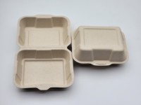 Bagasse de canne à sucre compostable jetable ECOLIFE Boîte à lunch à clapet biodégradable Boîte à hamburger Vaisselle à emporter