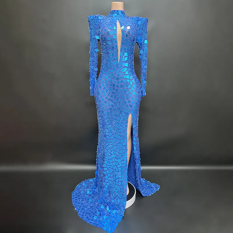 NOVANCE 2023 סגנונות נאמן כחול מבריק מראה פאייטים מקסי נשף כדור שמלת שמלת קוקטייל לנשים ארוך שמלות נשים עבור המפלגה