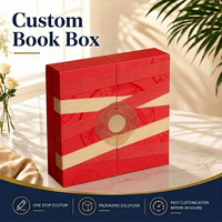 Boîte cadeau pliable personnalisée avec finition rouge et rayures dorées pour le branding des festivals