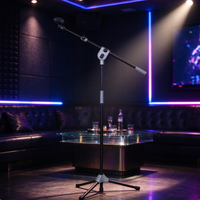 Microphone de karaoké extérieur avec trépied réglable, pour enregistrement en direct, support de microphone sur pied