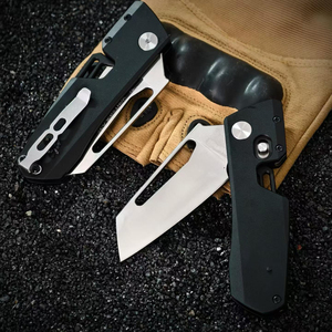 Couteau pliant Beetle Drop Point, lame en acier inoxydable, manche noir, bouton de réglage au pouce, couteau de poche EDC, qualité industrielle - Product Image 3