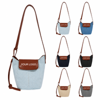 Sac seau en jean personnalisé avec logo, bandoulière réglable, sac à bandoulière décontracté pour femme, sac hobo multicolore, fermeture personnalisée