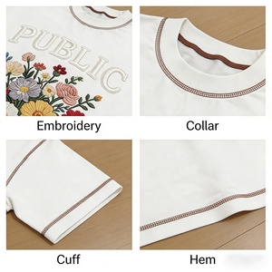 เสื้อยืดผู้ชายปักลายแบบเรียบคุณภาพสูงจากผู้ผลิตโดยตรง พร้อมด้วยด้ายปักสีตัดกันและลายปัก 3 มิติ - Product Image 2