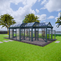 Véranda en aluminium et verre sur mesure certifiée CE |   Salle en verre extérieure polygonale écologique à énergie solaire, double vitrage trempé, pour hôtel