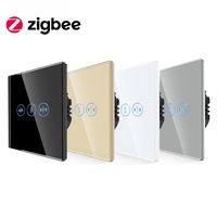 Panel de vidrio templado duradero SLS, interruptor de pared táctil inteligente, interruptor de rodillo de cortina Zigbee con conectividad WiFi de corriente máxima de 10A