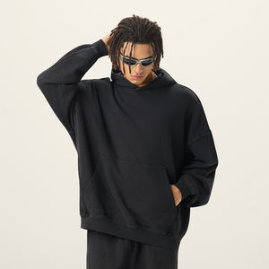 OEM/ODM Custom Printing Plain Drop Schulter Baumwolle Hoodie Streetwear Übergroße Mode Gestrickte Herren Pullover Hoodie Unisex - Product Image 3