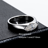 Bague en Argent S925 Moissanite Taille Marquise 1 Carat Simple, Chic et Haut de Gamme pour Couples