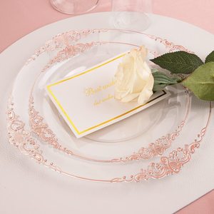 Ensemble de Plats Jetables pour Fêtes, Motif Dragon Élégant, Bord <span class=keywords><strong>Doré</strong></span> Noir, Relief, Plaque en Plastique Transparente, Dorure - Product Image 2