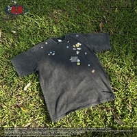 Vintage 250g 100% coton délavé à l'acide numérique imprimé noir unisexe ample Streetwear t-shirts de haute qualité