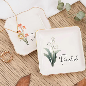 ถาดใส่เครื่องประดับเซรามิกพิมพ์ลายภาพถ่ายส่วนตัว ขอบทอง  จำนวนสั่งขั้นต่ำน้อย  ของขวัญแต่งงาน ของขวัญเพื่อนสนิท - Product Image 3