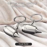 Porte-clés mousqueton en alliage de zinc avec logo personnalisé, motif gravé, léger, pendentif mini moteur d'avion, cadeau tendance pour homme