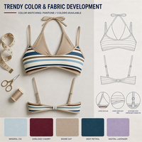 Soutien-gorge de sport rayé à double couche en modal recyclé sans PFAS, élasthanne, col halter, extensible dans les quatre sens, doux pour la peau, idéal pour la gym et le yoga