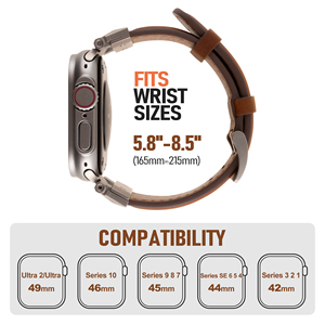 Cinturini in Pelle Compatibili con <span class=keywords><strong>Apple</strong></span> <span class=keywords><strong>Watch</strong></span> Ultra, per IWatch Serie 11 10 9 8 7 <span class=keywords><strong>6</strong></span> 5 4 3 2 1, SE 3 2 1, Ultra 3 2 1 - Product Image 5