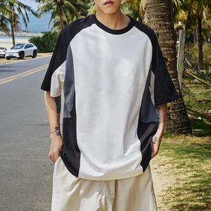 Người Đàn Ông Của Mùa Hè Nhanh Chóng Khô Thể Thao T-Shirt <span class=keywords><strong>Polyester</strong></span> Cotton Dài Tương Phản Khối Màu Sắc In Worested Ngắn Tay Áo Lưới Tấm - Product Image 3