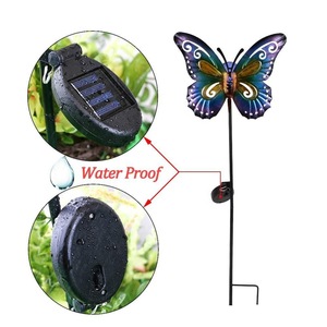 Solar Butterfly Garden Light 10.6 Inch LED Outdoor Decor Water Resistant Solar Powered <b>Ground</b> <b>Stake</b> - Product Image 2