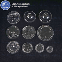 VIRTUES Couvercle de gobelet personnalisé 100% compostable et biodégradable en PLA transparent sans plastique à paroi simple pour crème glacée, bubble tea et boissons froides