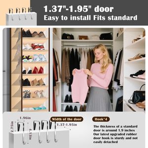 Over The Door <b>Shoe</b> Organizer 10 Pockets Cream Colored Hanging Rack For <b>Shoes</b> Behind Door Wall Mount <b>Hook</b> Type Storage - Product Image 5