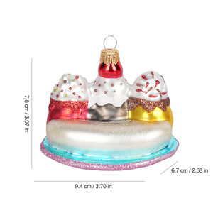 Ornamenti in Vetro a Forma di Cono Gelato e Banana Split con Perline e <span class=keywords><strong>Glitter</strong></span>, Bestseller - Product Image 3