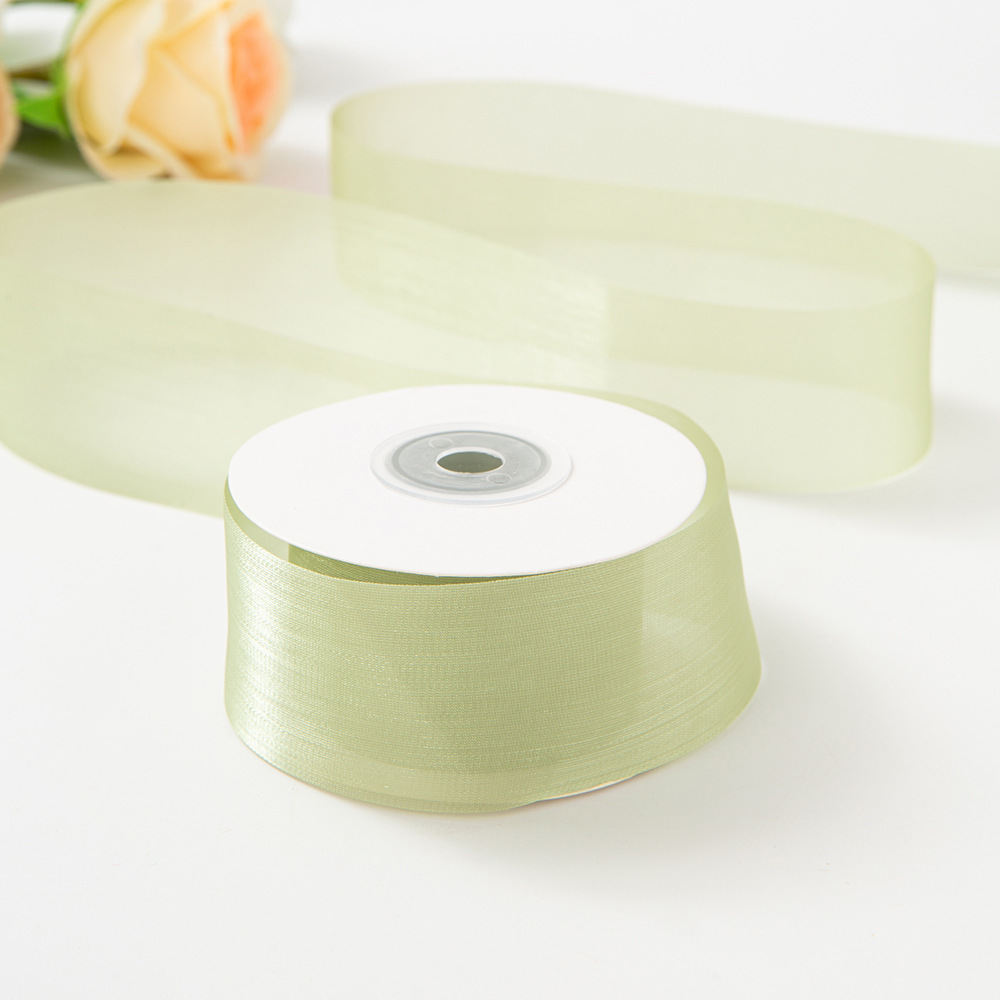 Ruban de soie 2,5 cm, vert brise, 1 yard (100 yards/rouleau)