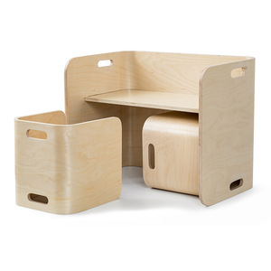 Silla de mesa de estudio de madera para niños <span class=keywords><strong>Montessori</strong></span>, muebles escolares multifuncionales para el hogar, juego de sillas de mesa de actividades para niños - Product Image 1