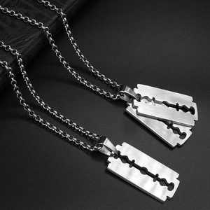 Collier à lame en acier inoxydable pour hommes, pendentif géométrique SP534 - Product Image 3
