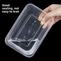 Boîte à lunch en PP avec couvercle, jetable, transparente, résistante à la chaleur, compatible micro-ondes, pour la maison, les restaurants et les services de livraison.